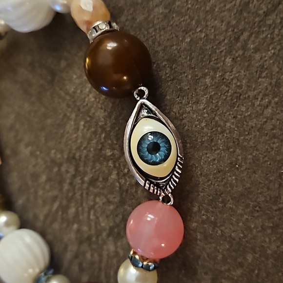 5/$25 Acrylic Beaded Evil Eye Stretch Bracelet Anklet - Picture 3 of 6